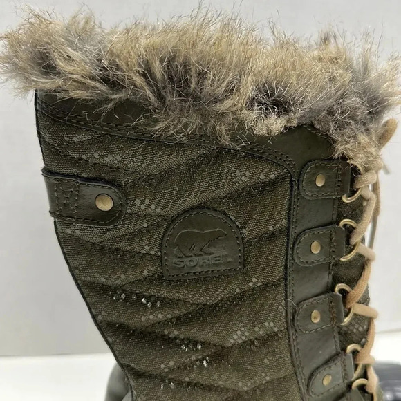 Sorel Tofino II Boots Faux Fur Lined Winter Lace Up Snow Waterproof Green Size 6 - Picture 3 of 9